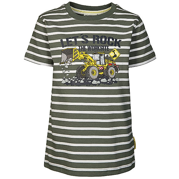 Salt & Pepper T-Shirt ROADWORK STRIPES in khaki