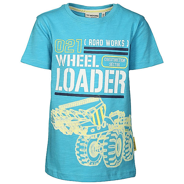 Salt & Pepper T-Shirt ROADWORK WHEELLOADER GLOW in aqua blue