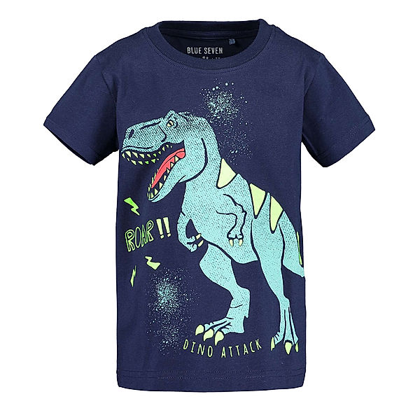 BLUE SEVEN T-Shirt ROAR! GLOW IN THE DARK in ultramarin