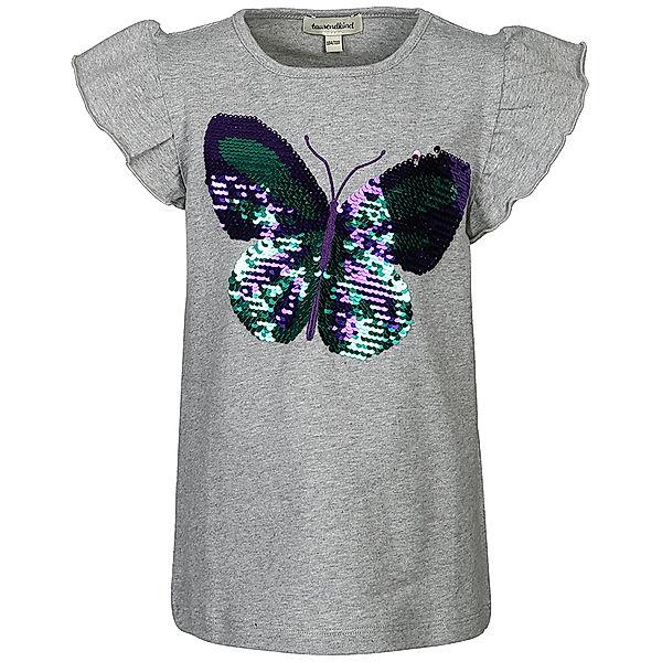 tausendkind collection T-Shirt SCHMETTERLING mit Wendepailletten in grau melange