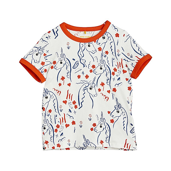 mini rodini T-Shirt SCOTTISH UNICORNS AOP in white