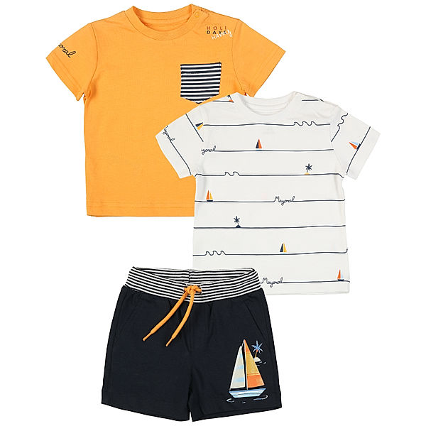 Mayoral T-Shirt SEGELBOOT 3-teilig in mandarine