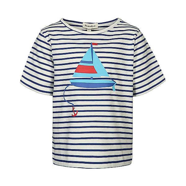 tausendkind collection T-Shirt SEGELBOOT gestreift in weiß/blau