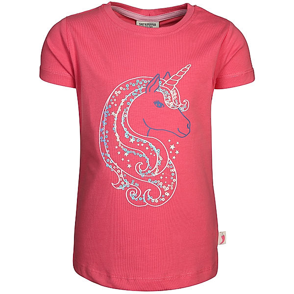 Salt & Pepper T-Shirt SEQUINS UNICORN in candy pink