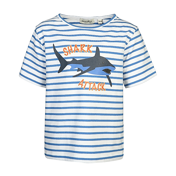tausendkind collection T-Shirt SHARK ATTACK gestreift in blau/weiß