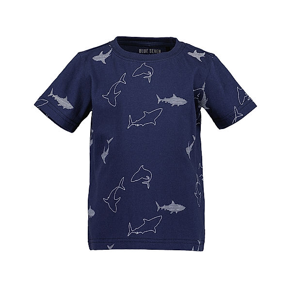 BLUE SEVEN T-Shirt SHARK SHADOWS in dunkelblau
