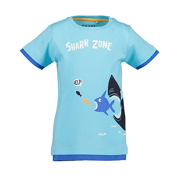 BLUE SEVEN T-Shirt SHARK ZONE - HELP in türkis