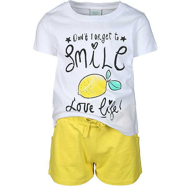Boboli T-Shirt SMILE mit Shorts in weiss/gelb