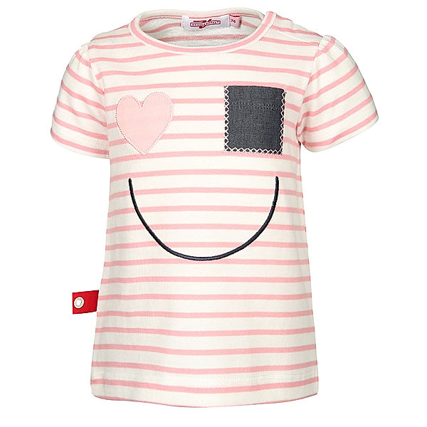 Volltreffer T-Shirt SMILEY BABY GIRLS geringelt in rosa/weiss