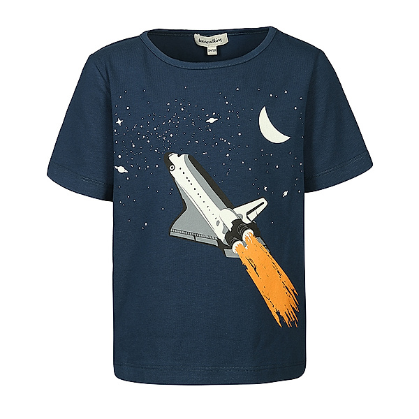tausendkind collection T-Shirt SPACE SHUTTLE GLOW IN THE DARK in dunkelblau