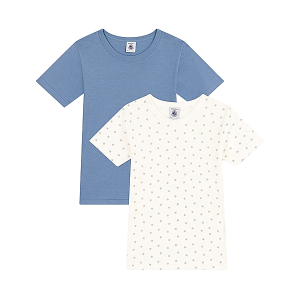 Petit Bateau T-Shirt STARS 2er Pack in weiss/blau