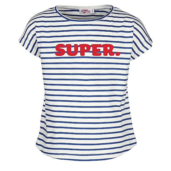 Volltreffer T-Shirt SUPER gestreift in weiß/royalblau