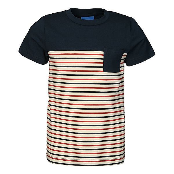 finkid T-Shirt SURFFARI gestreift in navy/chili