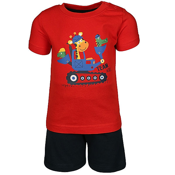 BLUE SEVEN T-Shirt TEAM WORK mit Shorts in rot/dunkelblau