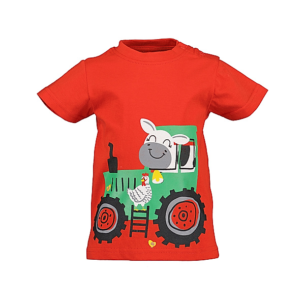 BLUE SEVEN T-Shirt TRACTOR ANIMALS in tomate