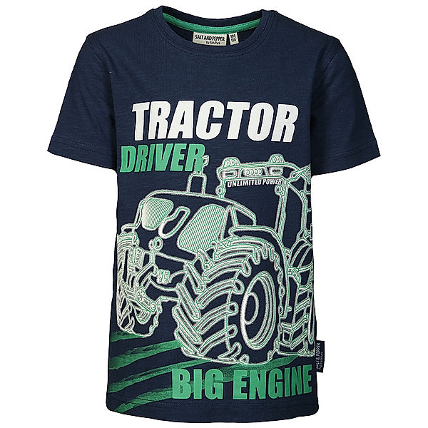 Salt & Pepper T-Shirt TRACTOR GLOWING in classic blue