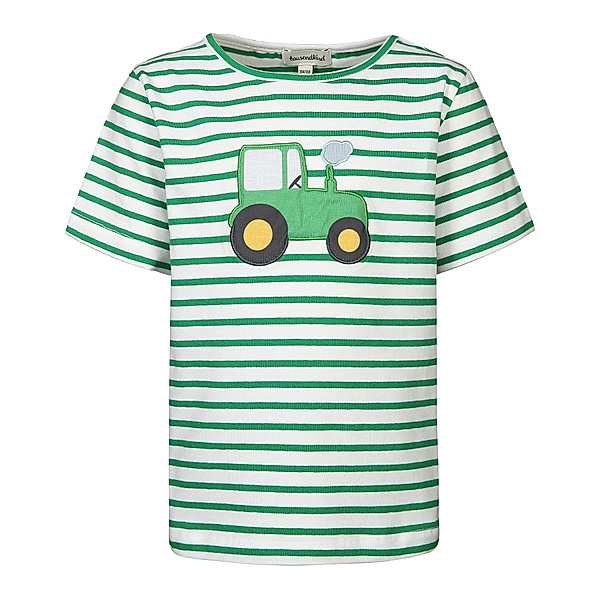 tausendkind collection T-Shirt TRAKTOR TOBI gestreift in weiß/grün