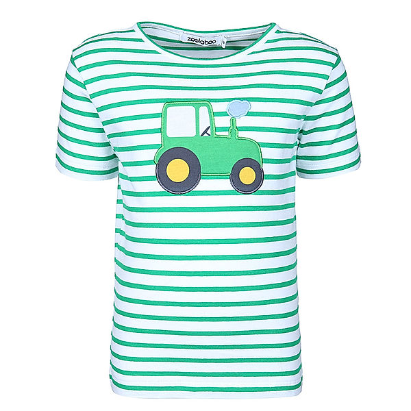 zoolaboo T-Shirt TRAKTOR TOBI gestreift in weiß/grün
