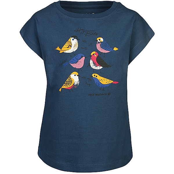 Jack Wolfskin T-Shirt TWEETING BIRDS in dark indigo
