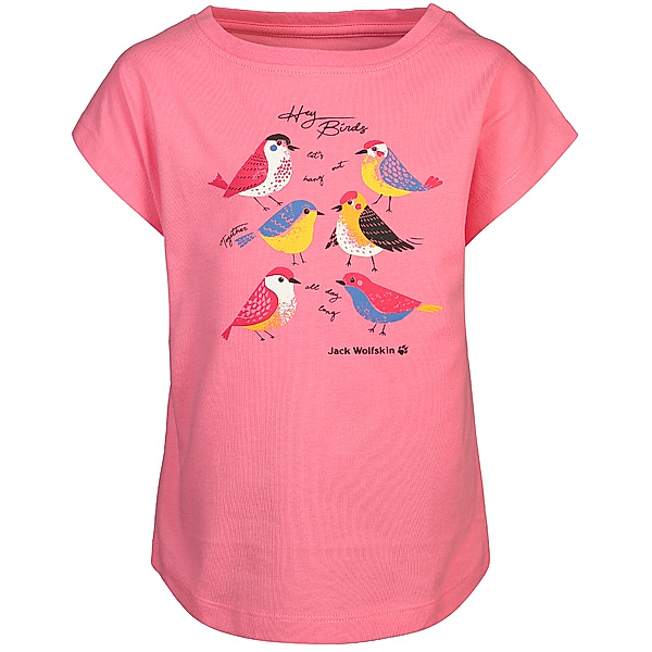 Jack Wolfskin T-Shirt TWEETING BIRDS in pink lemonade