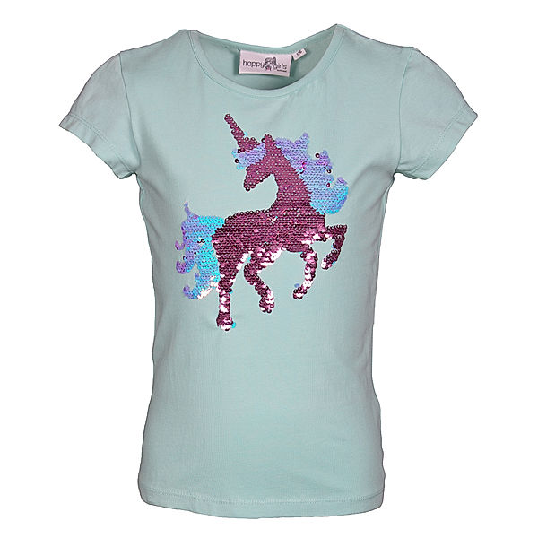 happy girls T-Shirt UNICORN mit Pailletten in ice blue