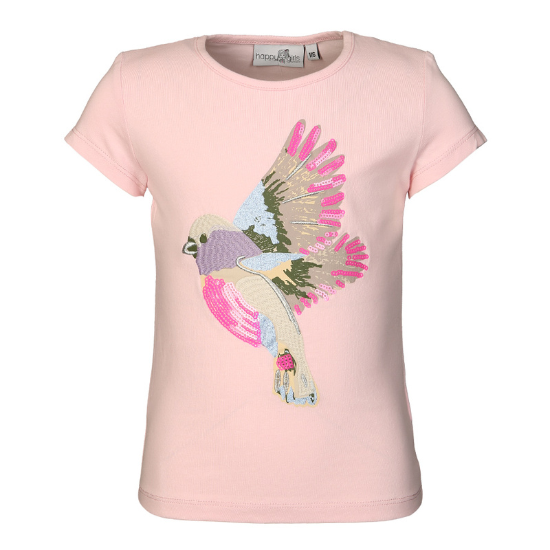 T-Shirt VOGEL mit Pailletten & Glitzer in rosa