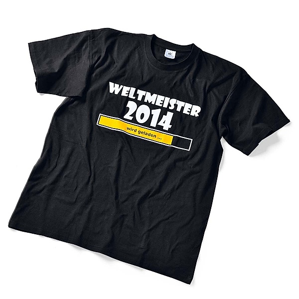 T-Shirt Weltmeister 2014 - wird geladen, schwarz, (Größe: L)