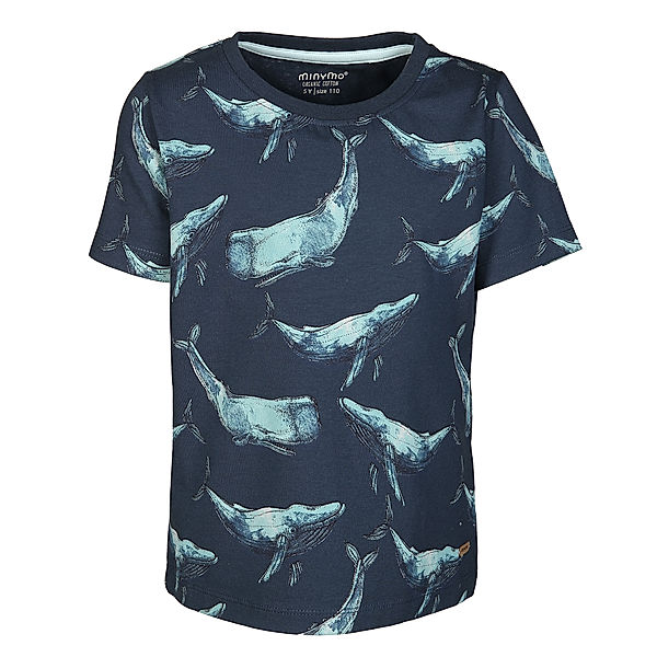 Minymo T-Shirt WHALES AOP in blue nights