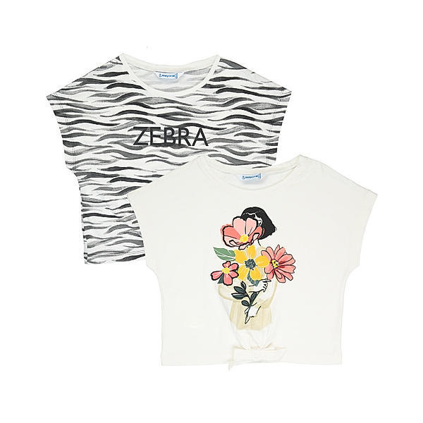 Mayoral T-Shirt ZEBRA 2er Set in schwarz/weiß