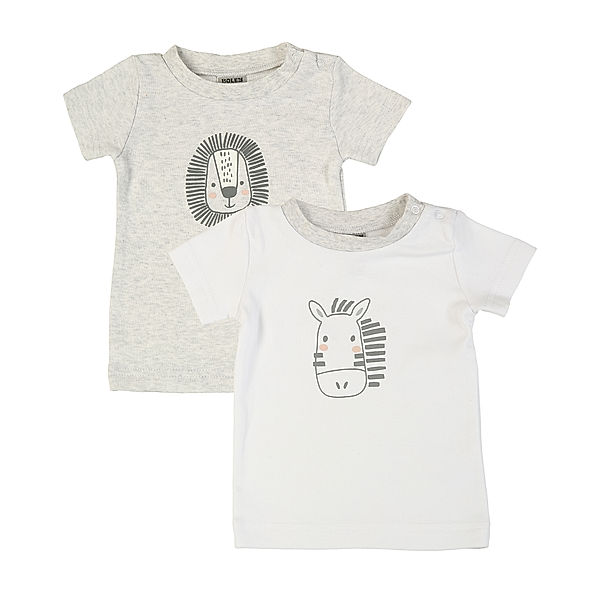 Boley T-Shirt ZEBRA & LÖWE 2er-Pack in weiss/grau