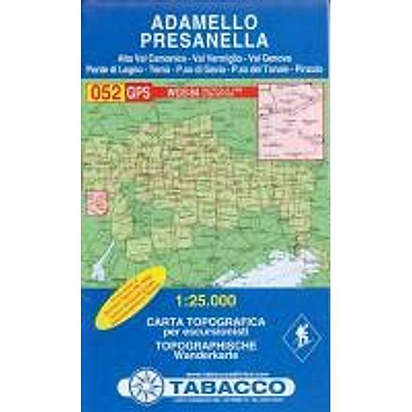 Tabacco topographische Wanderkarte Adamello, Presanella