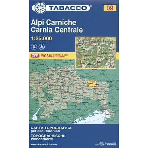 Tabacco topographische Wanderkarte Alpi Carniche, Carna Centrale