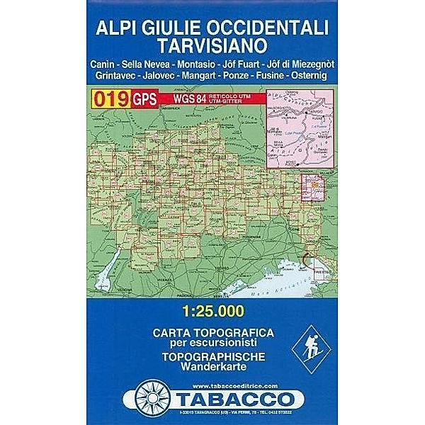 Tabacco topographische Wanderkarte Alpi Giulie Occidentali, Tarvisiano