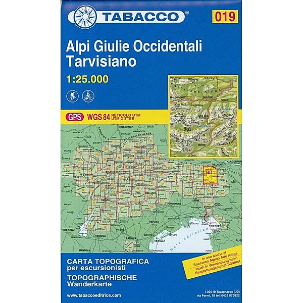 Tabacco topographische Wanderkarte Alpi Giulie Occidentali, Tarvisiano