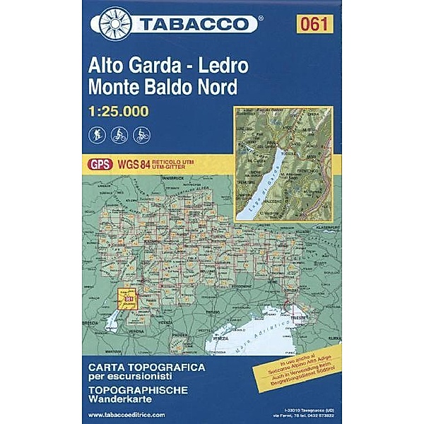 Tabacco topographische Wanderkarte Alto Garda-Ledro - Monte Baldo Nord