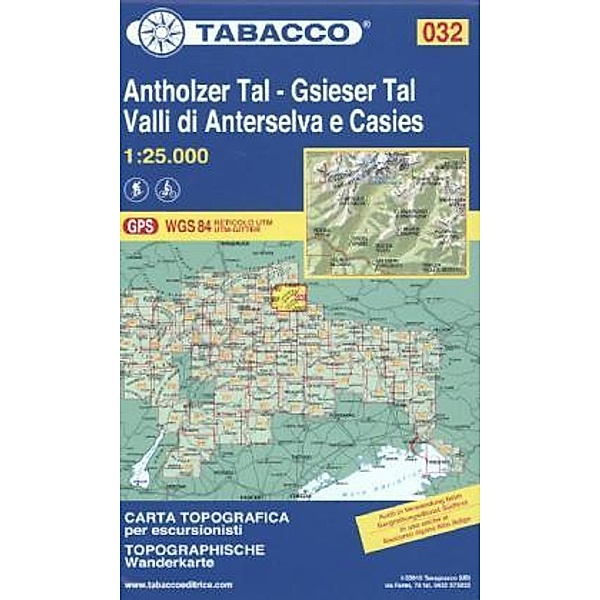 Tabacco topographische Wanderkarte Antholzer Tal, Gsieser Tal. Valli di Anterselva e Casies
