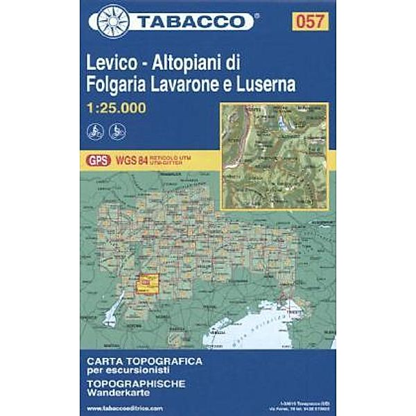 Tabacco topographische Wanderkarte Levico, Altopiani di Folgaria Lavarone e Luserna