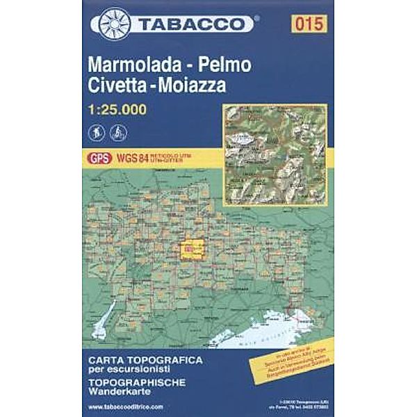 Tabacco topographische Wanderkarte Marmolada, Pelomo, Civetta, Moiazza
