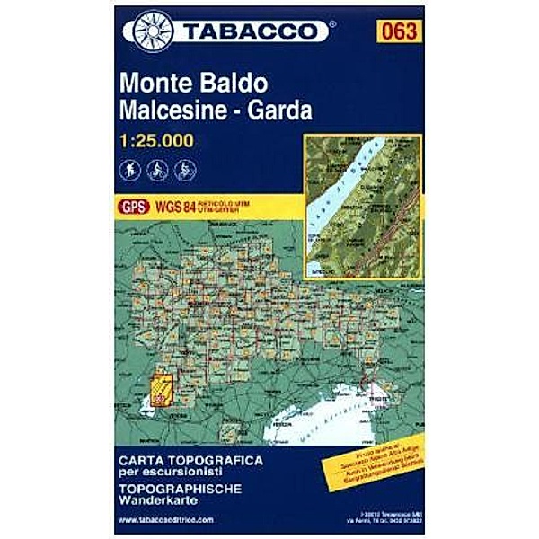 Tabacco topographische Wanderkarte Monte Baldo, Malcesine-Garda