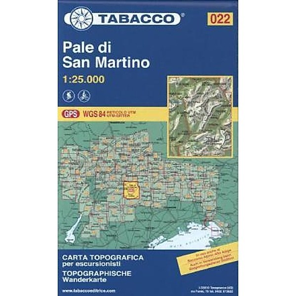 Tabacco topographische Wanderkarte Pale di San Martino