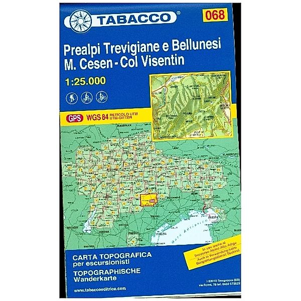 Tabacco topographische Wanderkarte Prealpi Trevigiane e Bellunesi - Cesen - Visentin