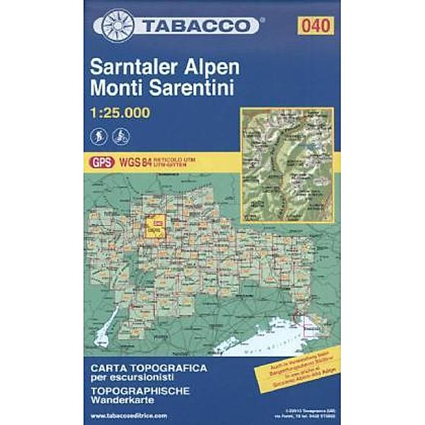 Tabacco topographische Wanderkarte Sarntaler Alpen. Monti Sarentini