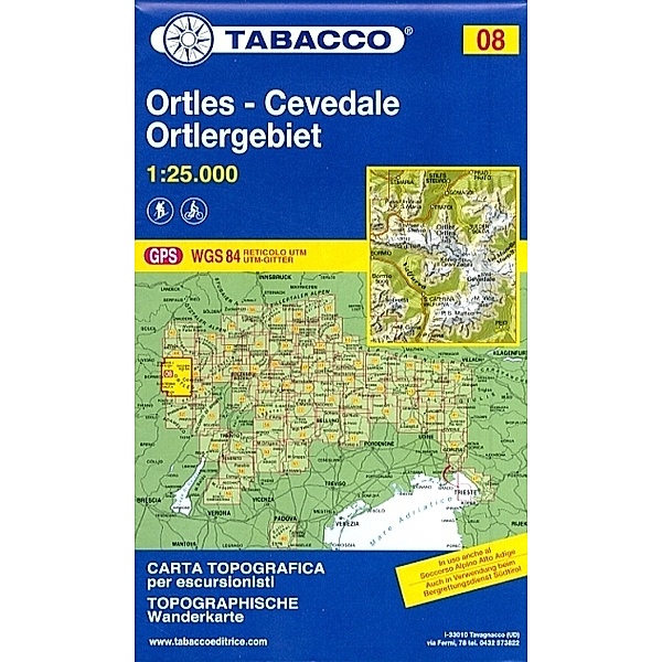 Tabacco Wanderkarte / WK08 / Tabacco topographische Wanderkarte Ortles - Cevedale