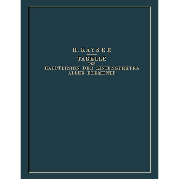 Tabelle der Hauptlinien der Linienspektra Aller Elemente nach Wellenlänge Geordnet, Heinrich Kayser