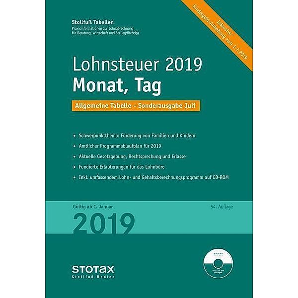 Tabelle, Lohnsteuer 2019 Monat, Tag - Sonderausgabe Juli