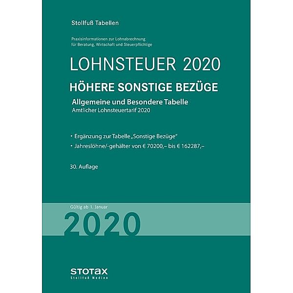 Tabelle, Lohnsteuer 2020 Höhere Sonstige Bezüge