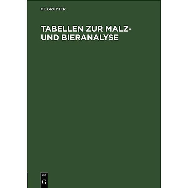 Tabellen zur Malz- und Bieranalyse