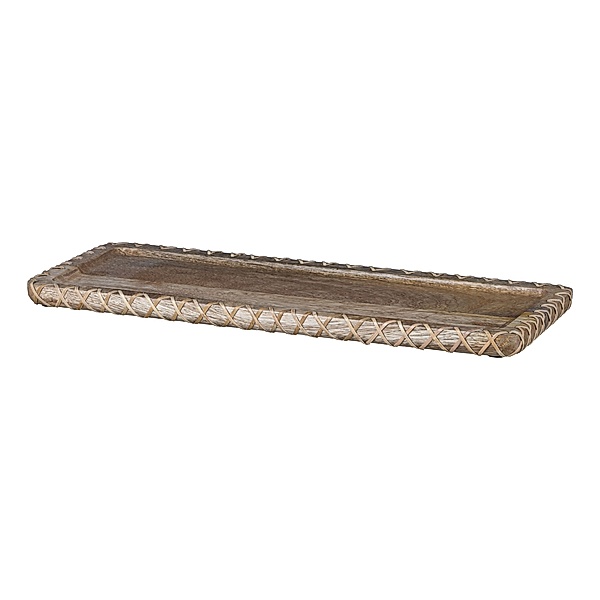 Tablett aus Mangoholz mit Weidendekor (Grösse: 41 x 15 cm)