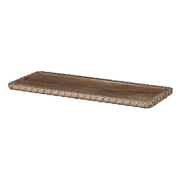 Tablett aus Mangoholz mit Weidendekor (Grösse: 46 x 18 cm)