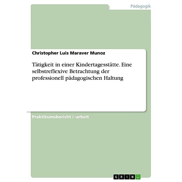 Tätigkeit in einer Kindertagesstätte. Eine selbstreflexive Betrachtung der professionell pädagogischen Haltung, Christopher Luis Maraver Munoz